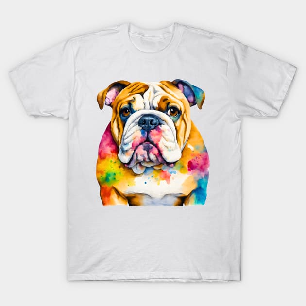 English Bulldog Watercolor T-Shirt by Doodle and Things